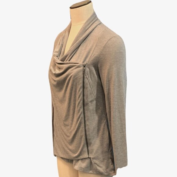 Forever 21 M Draped Collar Asymmetric Zip Casual Jacket Gray Pockets 194H - Picture 3 of 8